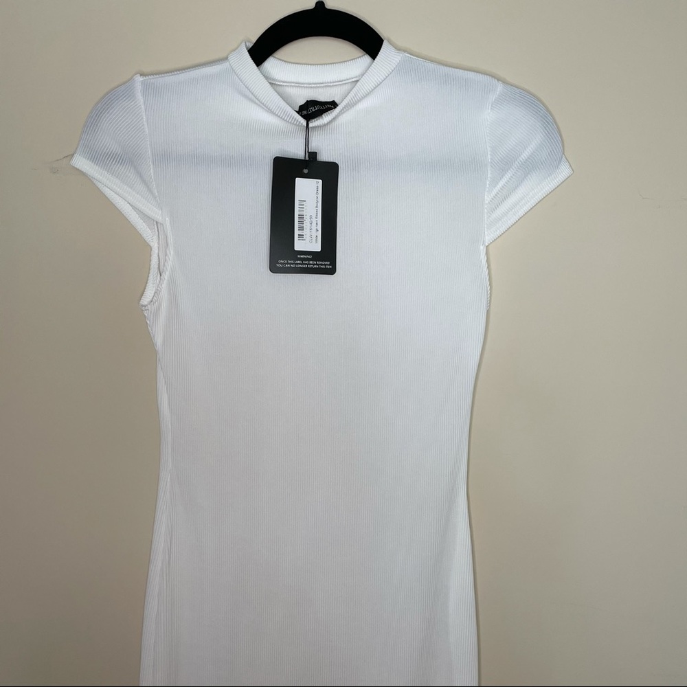 White Ribbed Bodycon Mini Dress - Picture 5 of 10